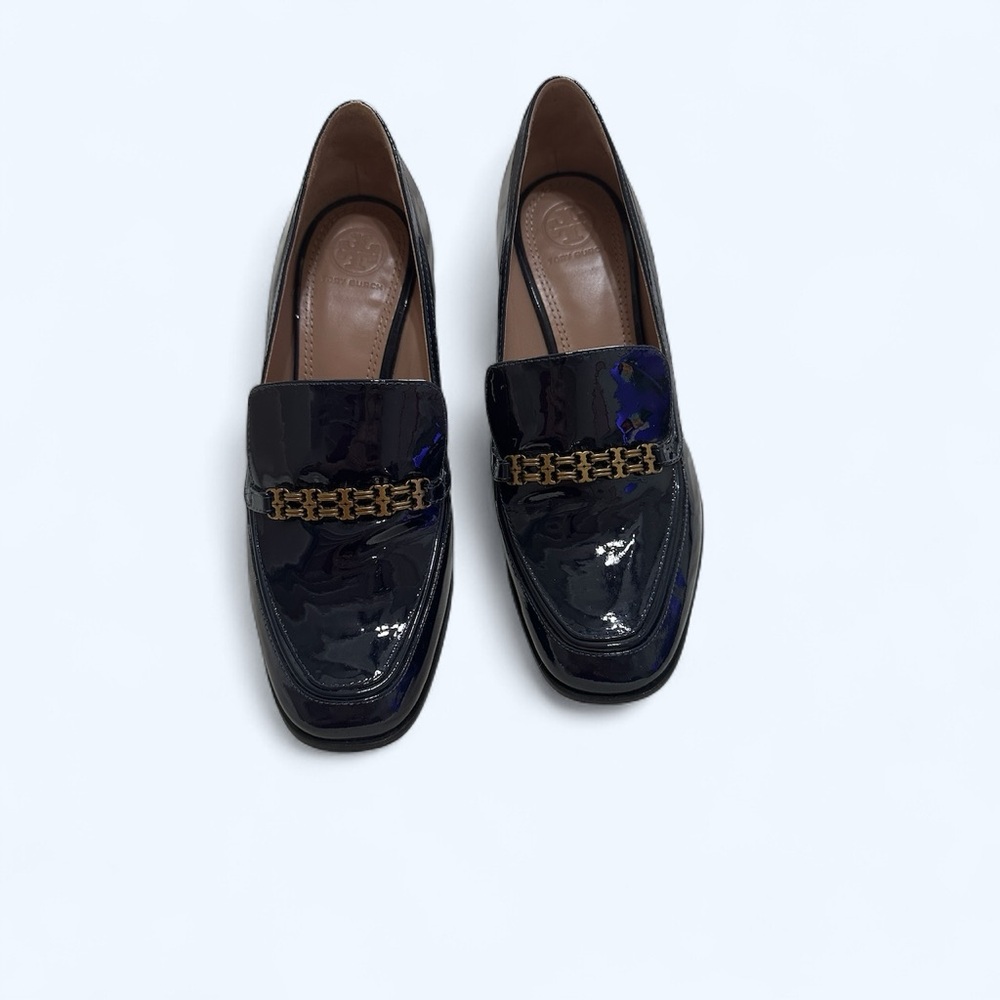 Tory Burch Navy Heels with Gold Detail